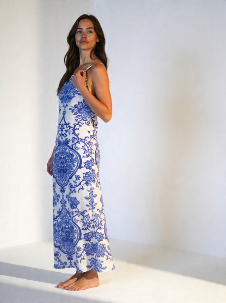 Long Strappy Porcelain Shapely Dress