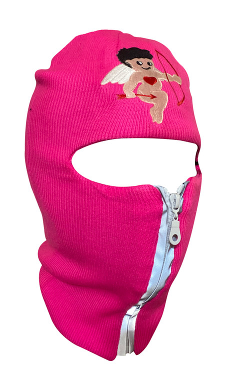 Cupid Neon Pink reflective zip up Balaclava  ski mask