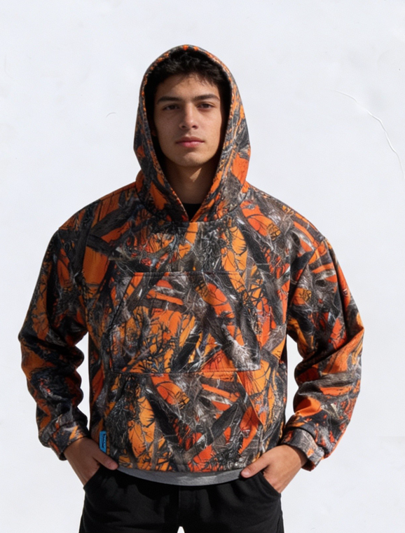 Orange Camo True Timber Double Up Hoodie - Twin Pouch Hoodie