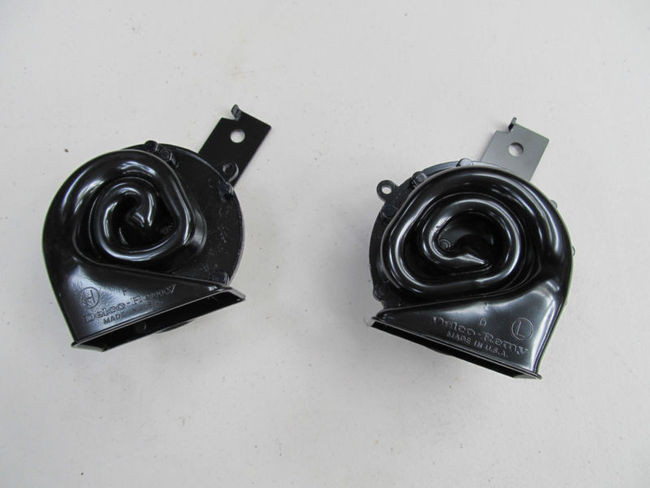 63-67  Corvette NEW HORNS PAIR DELCO MADE IN USA exact reproduction repro horn