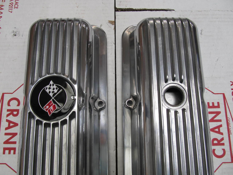 69-70-71-72-73-74-77 Corvette Camaro EMBLEM NEW exact LT1 Z28 FINNED ALUMINUM VALVE COVERS LT-1 Z-28