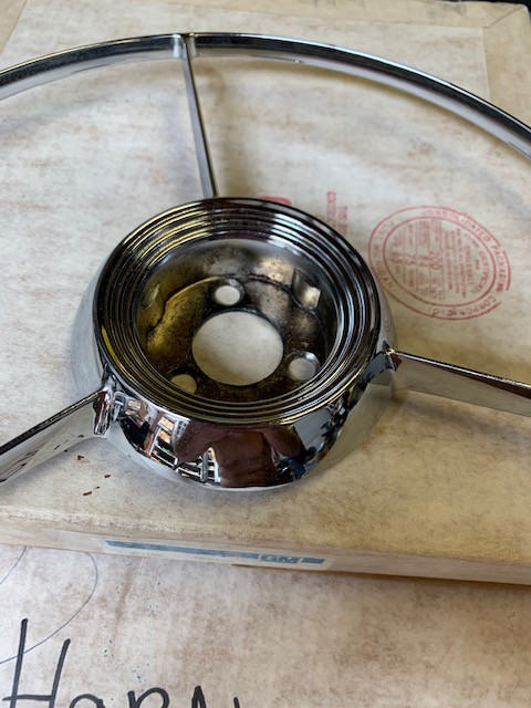 53-54-55 Corvette HORN RING NEW NOS IN GM BOX FOR STEERING WHEEL original