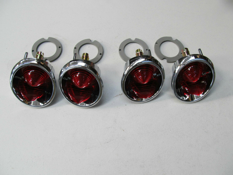 63-67 Corvette NEW REAR TAIL LAMPS W/O REVERSE USA-SET OF 4 COMPLETE lights lamp