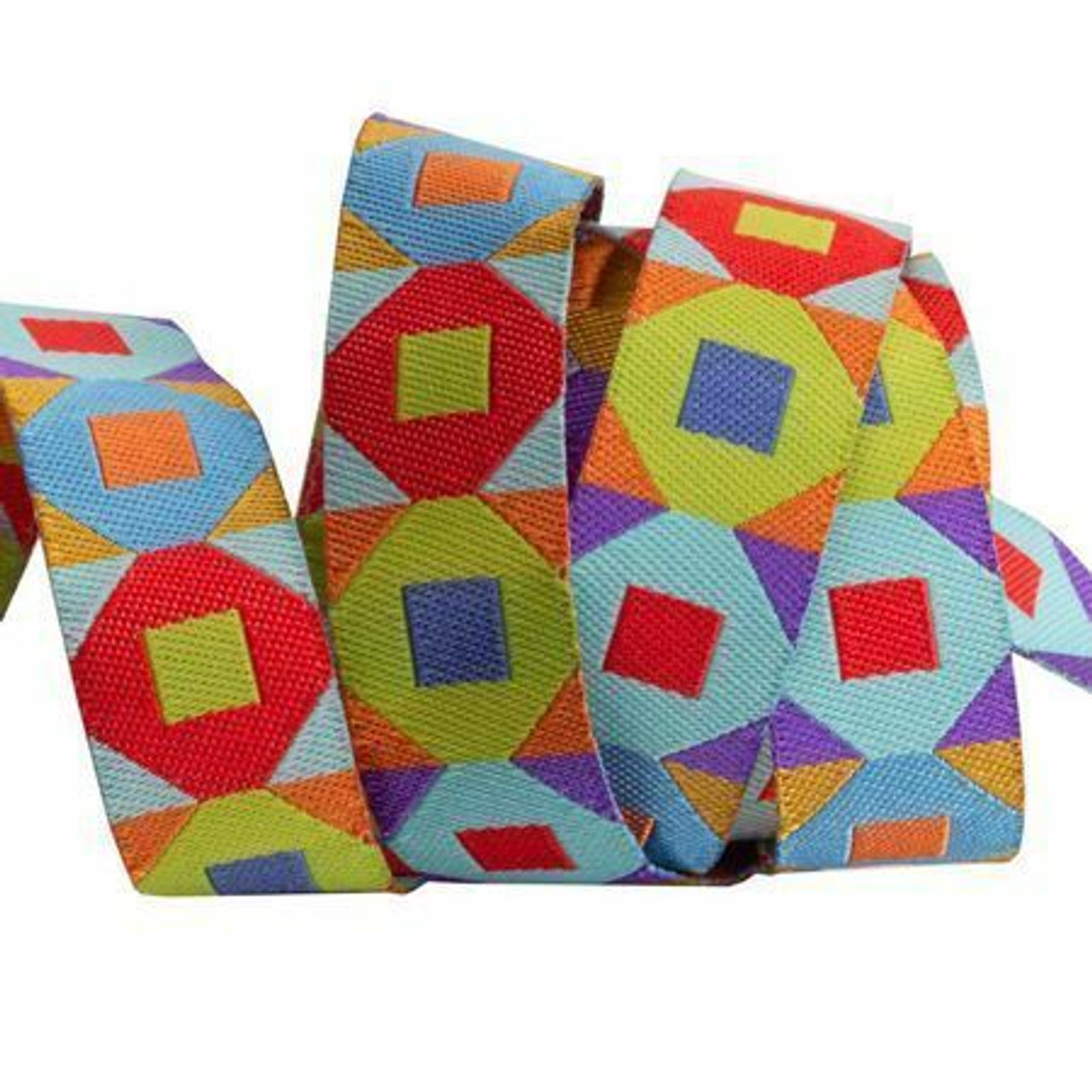 Sue Spargo Ribbon : Green and Orange Squares