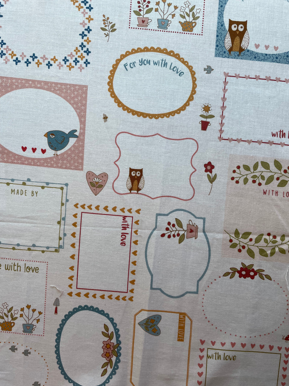 Owl and Hare Hollow Quilt Label Panel