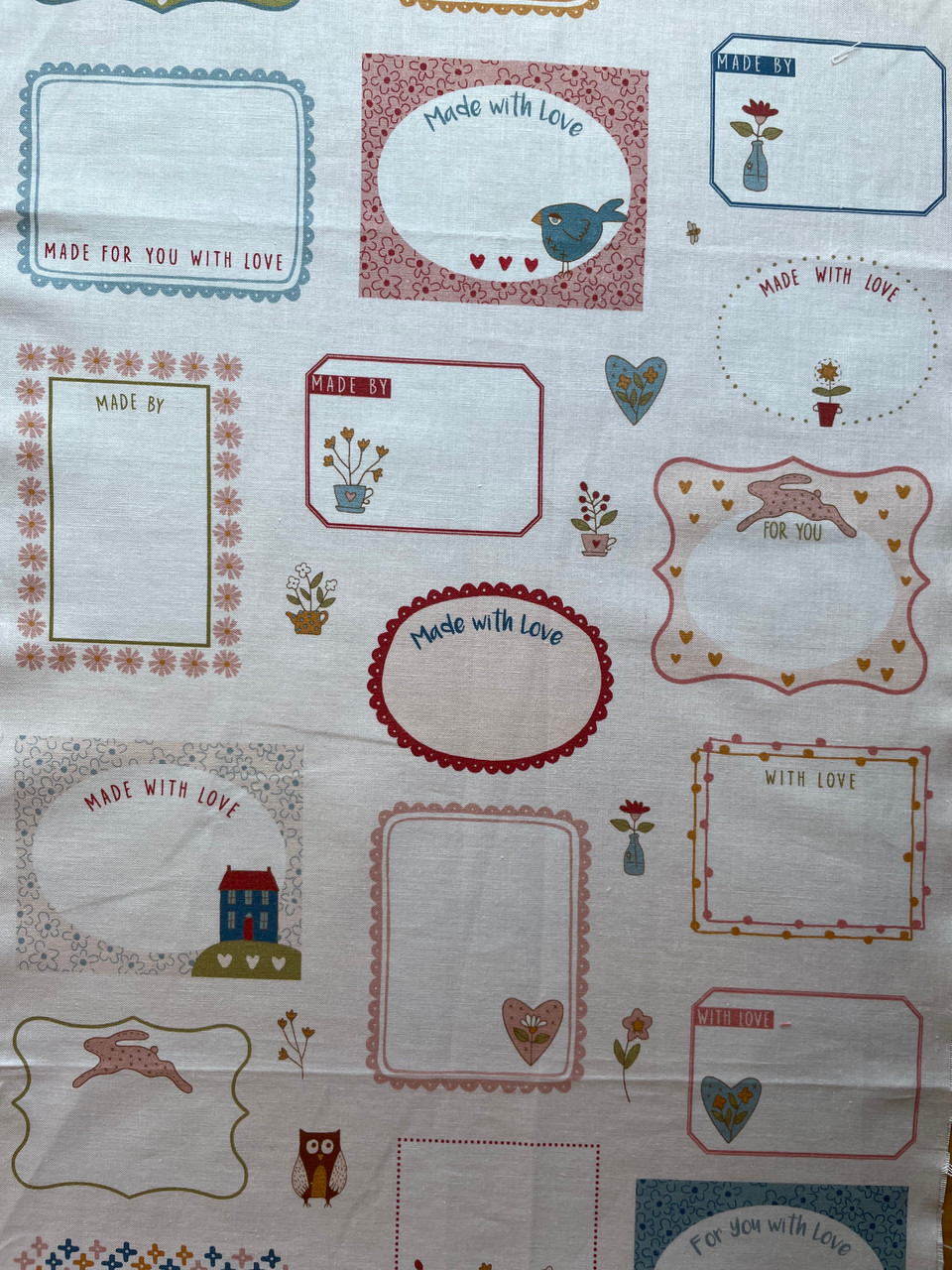 Owl and Hare Hollow Quilt Label Panel