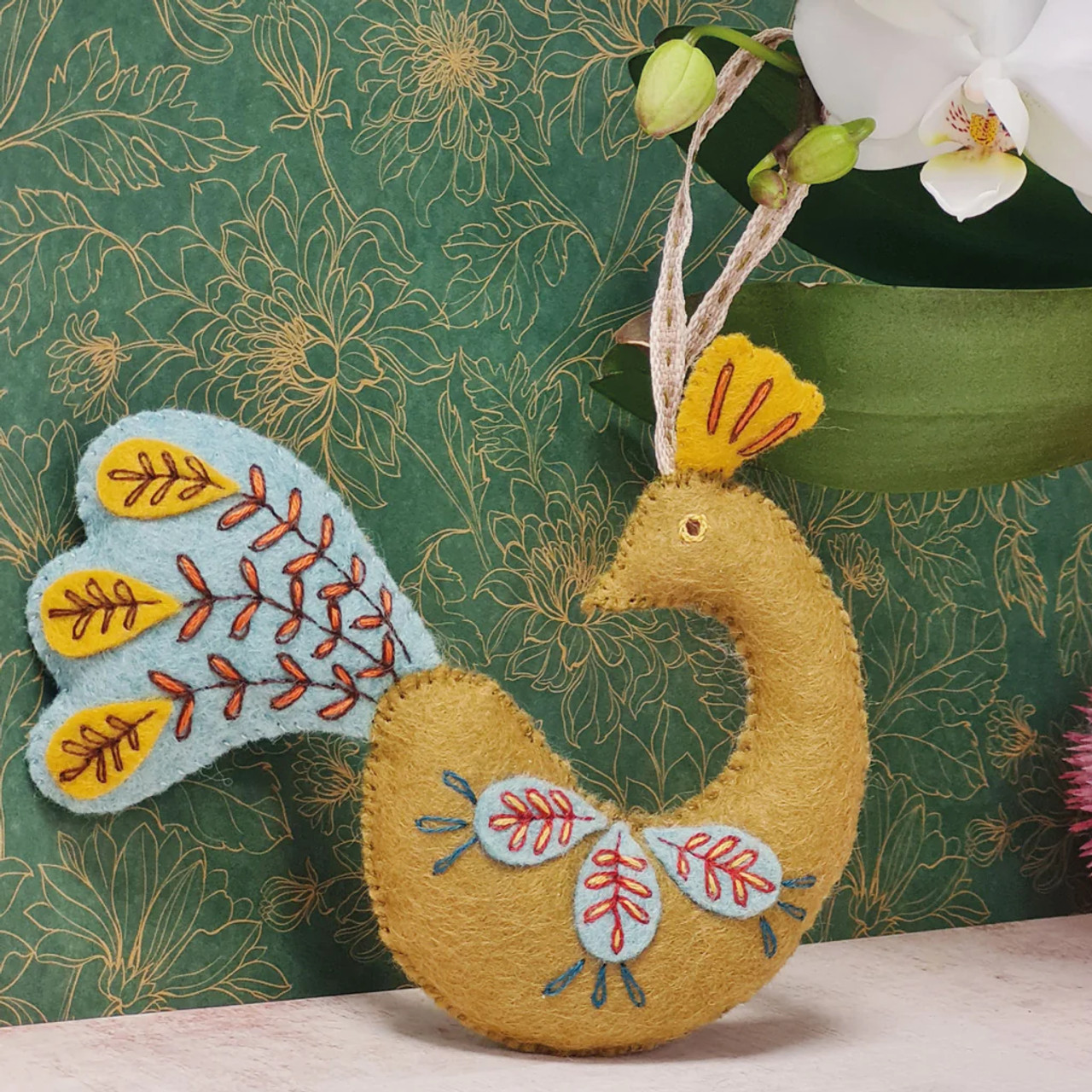Corinne Lapierre Folk Embroidered Peacock Mini Kit