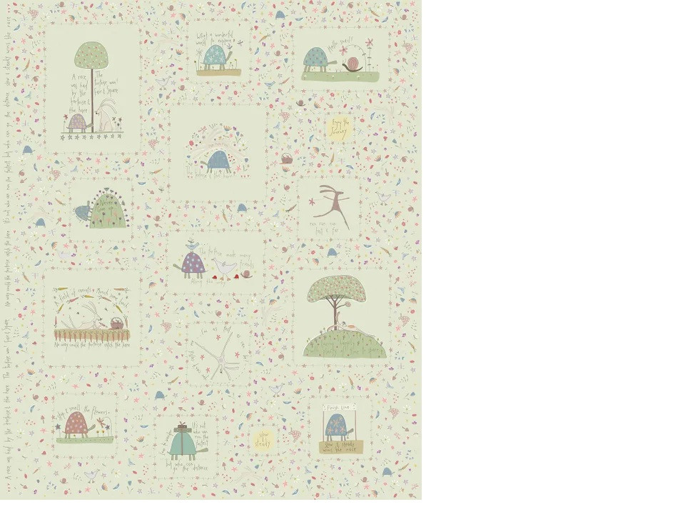 Slow and Steady: Panel (Duck Egg Blue Background) by Anni Downs 