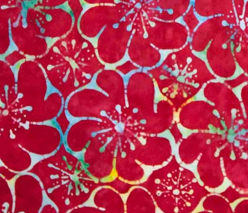 BeColourful Batik : 315Q-2 Trippy, Red Sunshine Flowers