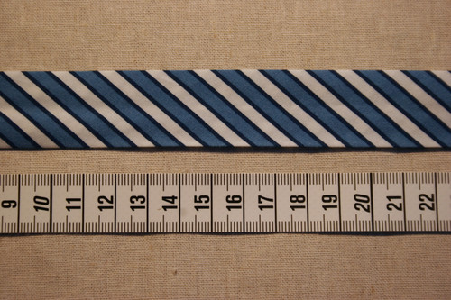 Blue and White Stripe Single Fold Bias Binding