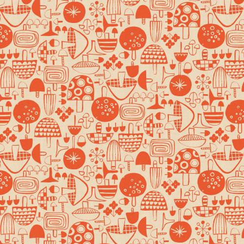 Cotton and Steel : Omatsuri Nakama - Kinoko Ippai, Crimson Cotton and Steel : Omatsuri Nakama - Kinoko Ippai, Crimson