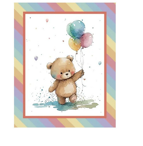 Bear Balloon Cot Panel Bear Balloon Cot Panel