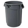 Round Brute Container, Plastic, 32 Gal, Gray Round Brute Container, Plastic, 32 Gal, Gray