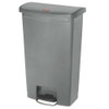 Slim Jim Resin Step-on Container, Front Step Style, 18 Gal, Gray