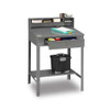Open Steel Shop Desk, 34.5" X 29" X 53.75", Medium Gray