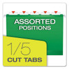 Extra Capacity Reinforced Hanging File Folders With Box Bottom, Letter Size, 1/5-cut Tab, Bright Green, 25/box Extra Capacity Reinforced Hanging File Folders With Box Bottom, Letter Size, 1/5-cut Tab, Bright Green, 25/box