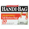 Drawstring Kitchen Bags, 13 Gal, 0.6 Mil, 24" X 27.38", White, 50/box Drawstring Kitchen Bags, 13 Gal, 0.6 Mil, 24" X 27.38", White, 50/box