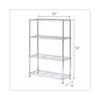 Residential Wire Shelving, Four-shelf, 36w X 14d X 54h, Silver Residential Wire Shelving, Four-shelf, 36w X 14d X 54h, Silver