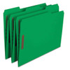 Top Tab Colored Fastener Folders, 2 Fasteners, Letter Size, Green Exterior, 50/box
