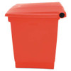 Indoor Utility Step-on Waste Container, Square, Plastic, 8 Gal, Red