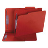 Colored Pressboard Fastener Folders With Safeshield Coated Fasteners, 2 Fasteners, Letter Size, Bright Red Exterior, 25/box