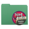 Interior File Folders, 1/3-cut Tabs: Assorted, Letter Size, 0.75" Expansion, Green, 100/box