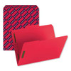 Top Tab Colored Fastener Folders, 2 Fasteners, Letter Size, Red Exterior, 50/box