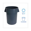 Round Waste Receptacle, Plastic, 44 Gal, Gray Round Waste Receptacle, Plastic, 44 Gal, Gray