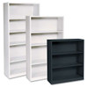 Metal Bookcase, Four-shelf, 34.5w X 12.63d X 59h, Light Gray Metal Bookcase, Four-shelf, 34.5w X 12.63d X 59h, Light Gray