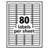Removable Multi-use Labels, Inkjet/laser Printers, 0.5 X 1.75, White, 80/sheet, 25 Sheets/pack Removable Multi-use Labels, Inkjet/laser Printers, 0.5 X 1.75, White, 80/sheet, 25 Sheets/pack