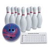 Bowling Set, Plastic/rubber, White, 10 Bowling Pins, 1 Bowling Ball