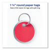 Key Tags With Split Ring, 1 1/4 Dia, Assorted Colors, 50/pack