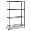 Nsf Certified 4-shelf Wire Shelving Kit With Casters, 48w X 18d X 72h, Silver
