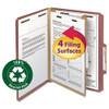 100% Recycled Pressboard Classification Folders, 1 Divider, Letter Size, Red, 10/box