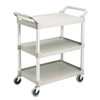 Economy Plastic Cart, Three-shelf, 18.63w X 33.63d X 37.75h, Platinum Economy Plastic Cart, Three-shelf, 18.63w X 33.63d X 37.75h, Platinum