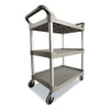 Economy Plastic Cart, Three-shelf, 18.63w X 33.63d X 37.75h, Platinum Economy Plastic Cart, Three-shelf, 18.63w X 33.63d X 37.75h, Platinum