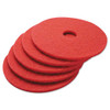 Buffing Floor Pads, 17" Diameter, Red, 5/carton