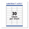 Easy Peel White Address Labels W/ Sure Feed Technology, Laser Printers, 1 X 2.63, White, 30/sheet, 100 Sheets/box Easy Peel White Address Labels W/ Sure Feed Technology, Laser Printers, 1 X 2.63, White, 30/sheet, 100 Sheets/box