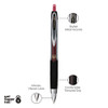 Signo 207 Gel Pen, Retractable, Micro 0.5 Mm, Red Ink, Smoke/black/red Barrel, Dozen