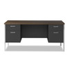Double Pedestal Steel Credenza, 60w X 24d X 29.5h, Mocha/black Double Pedestal Steel Credenza, 60w X 24d X 29.5h, Mocha/black