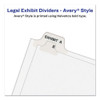 Preprinted Legal Exhibit Side Tab Index Dividers, Avery Style, 10-tab, 1, 11 X 8.5, White, 25/pack Preprinted Legal Exhibit Side Tab Index Dividers, Avery Style, 10-tab, 1, 11 X 8.5, White, 25/pack