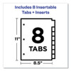 Insertable Big Tab Plastic 2-pocket Dividers, 8-tab, 11.13 X 9.25, Assorted, 1 Set Insertable Big Tab Plastic 2-pocket Dividers, 8-tab, 11.13 X 9.25, Assorted, 1 Set