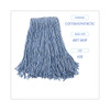 Mop Head, Standard Head, Cotton/synthetic Fiber, Cut-end, #20, Blue, 12/carton