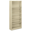 Metal Bookcase, Six-shelf, 34.5w X 12.63d X 81.13h, Putty Metal Bookcase, Six-shelf, 34.5w X 12.63d X 81.13h, Putty