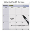 Quicknotes Mini Erasable Wall Planner, 16 X 12, White/blue/yellow Sheets, 12-month (jan To Dec): 2025