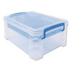 Super Stacker Divided Storage Box, 5 Sections, 7.5" X 10.13" X 6.5", Clear/blue
