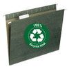 100% Recycled Hanging File Folders, Letter Size, 1/5-cut Tab, Standard Green, 25/box 100% Recycled Hanging File Folders, Letter Size, 1/5-cut Tab, Standard Green, 25/box