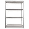 Wire Shelving Starter Kit, Four-shelf, 48w X 24d X 72h, Black Anthracite
