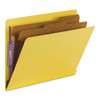 End Tab Colored Pressboard Classification Folders With Safeshield Coated Fasteners, 2 Dividers, Letter Size, Yellow, 10/box