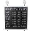 Century Series Business Hours Sign, Heavy-duty Plastic, 13 X 14, Black